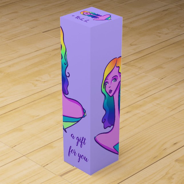 Rainbow-Hair Lady Unique Wine Box (Front)