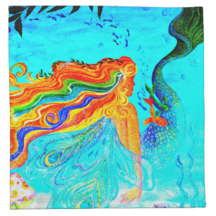 rainbow hair mermaid napkins
