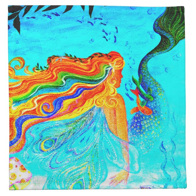 rainbow hair mermaid napkins (Front)