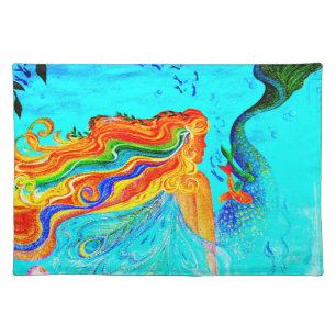 rainbow hair mermaid placemat