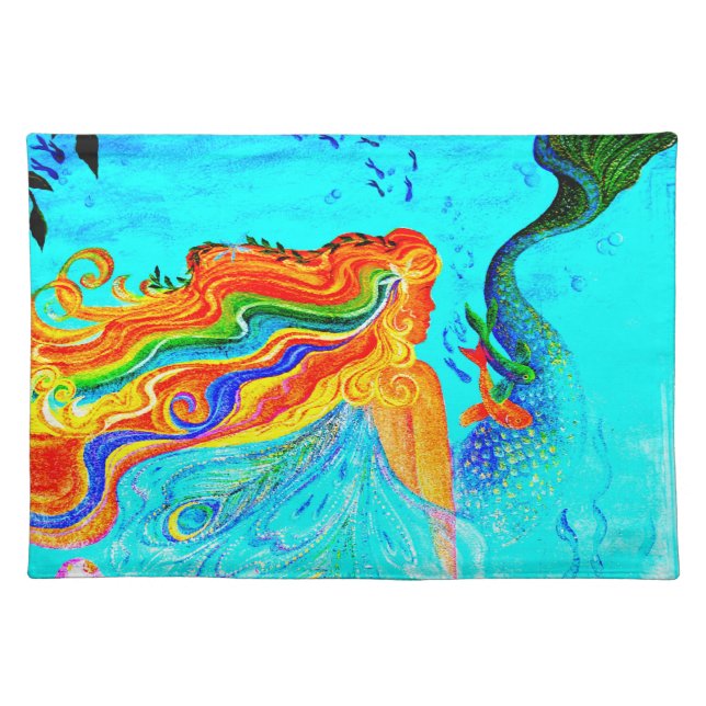 rainbow hair mermaid placemat (Front)