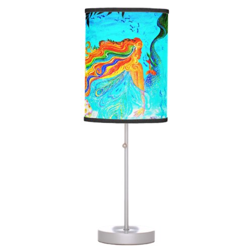 rainbow hair mermaid table lamp