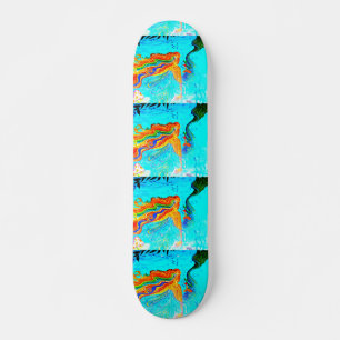 rainbow hair mermaids skateboard deck