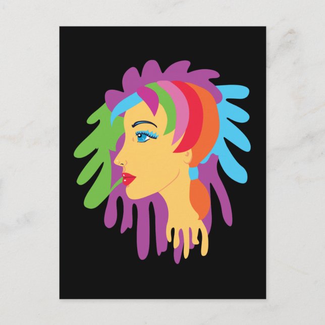 Rainbow Hair Postcard (Front)