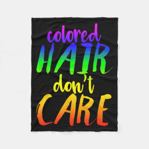 Rainbow Hair Shirt Colored Hair Don't Care Funny H Fleece Blanket