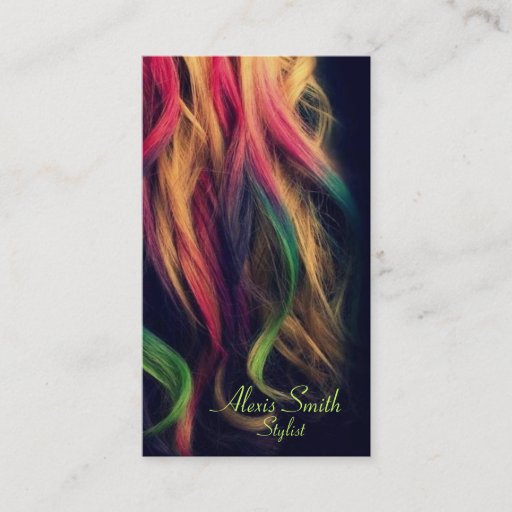 Customizable Rainbow Hair Stylist Profile Cards