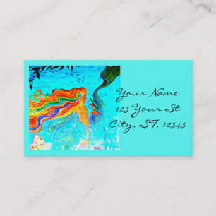 Rainbow-haired mermaid business card