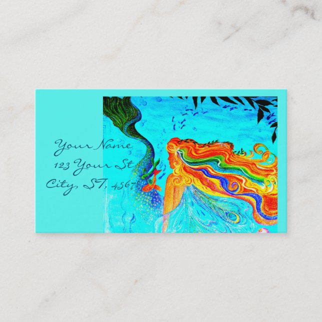 Rainbow-haired mermaid Thunder_Cove Business Card (Front)