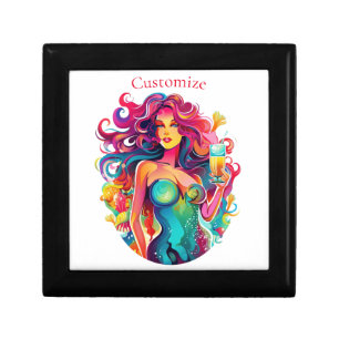 Rainbow-haired Mermaid With Cocktail Gift Box