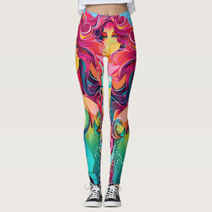Rainbow-haired Mermaid With Cocktail Leggings