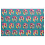 Rainbow-haired Mermaid With Cocktail Wall  Fabric