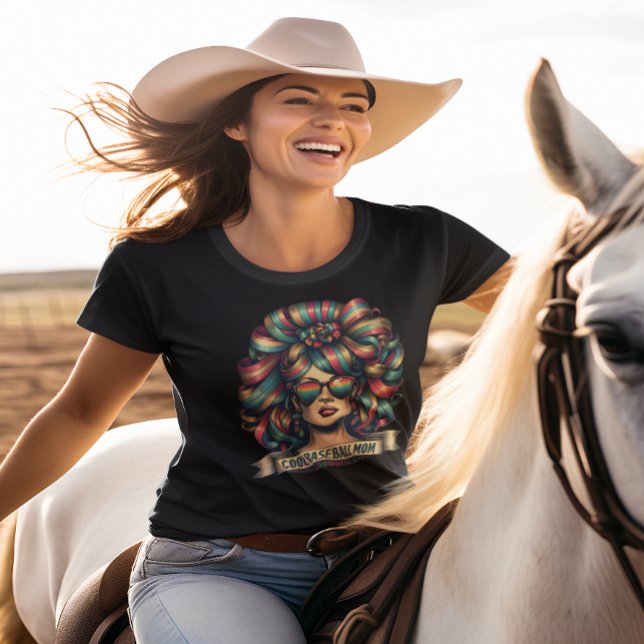Rainbow-haired Woman in Shades Cool Baseball Mom T-Shirt (Creator Uploaded)
