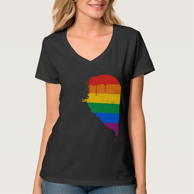 RAINBOW HALF HEART LEFT -.png T-Shirt (Front)