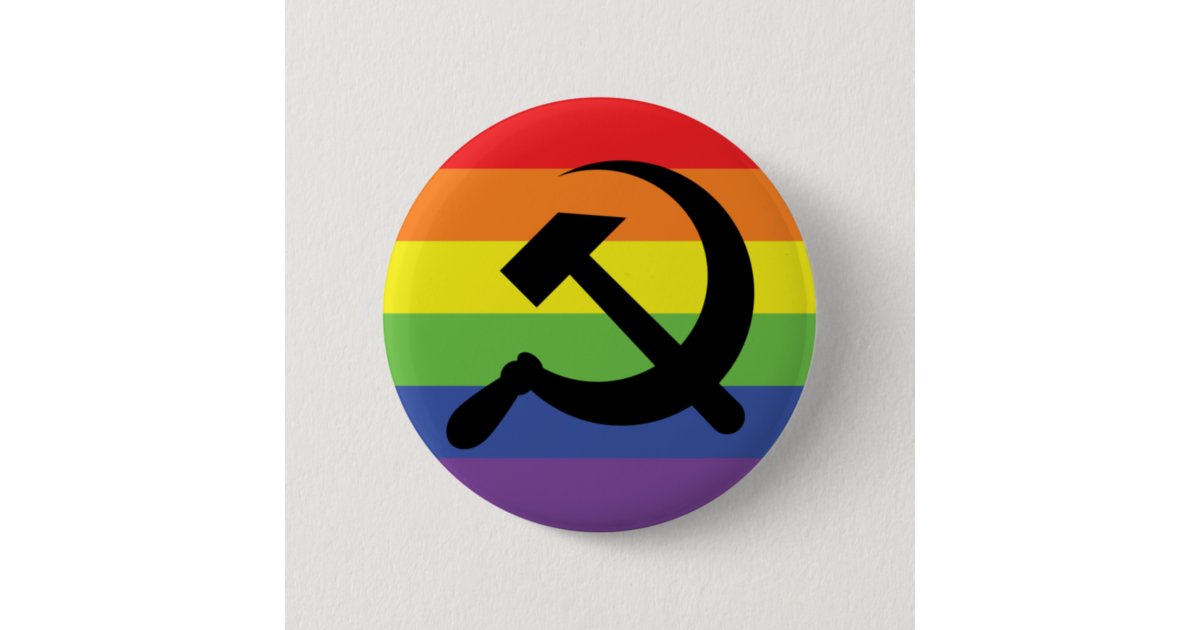 Rainbow Hammer & Sickle Button | Zazzle.com