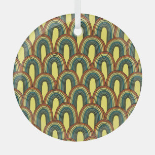 Rainbow Hand-Drawn: Vintage Seamless Charm. Glass Ornament