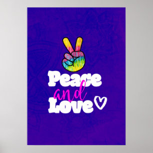 Rainbow Hand Peace Sign Peace and Love Typography