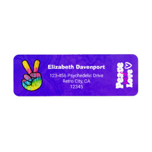 Rainbow Hand Peace Sign Peace and Love Typography Label