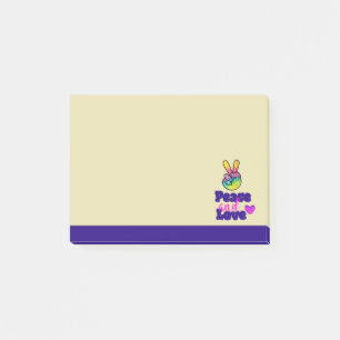 Rainbow Hand Peace Sign Peace and Love Typography Post-it Notes
