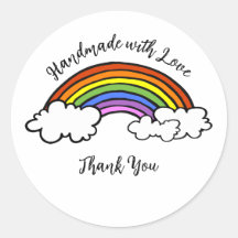 Rainbow Handmade with Love Round Sticker