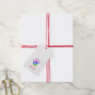 Rainbow Handprint NAME Colorful Fun Gift Tags