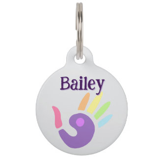 Rainbow Handprint Pet Tag