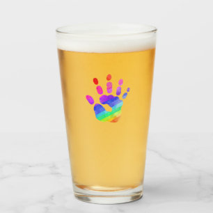 Rainbow Handprint Watercolor Art Colorful Glass