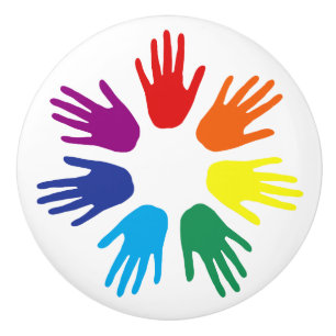 Rainbow hands ceramic knob