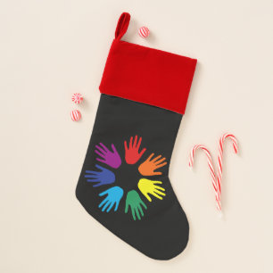 Rainbow hands christmas stocking