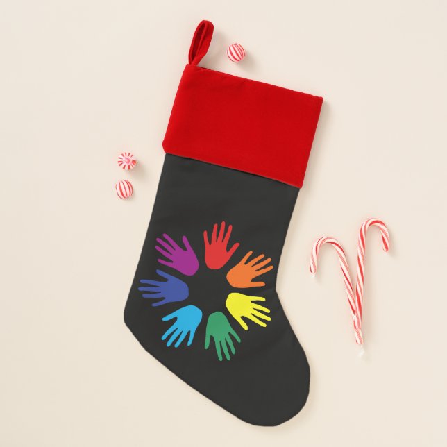 Rainbow hands christmas stocking (Front)
