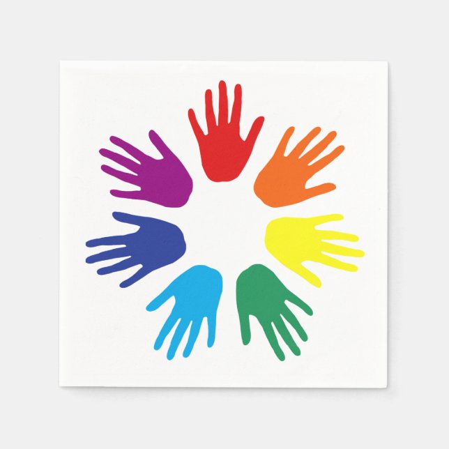 Rainbow hands napkins (Front)