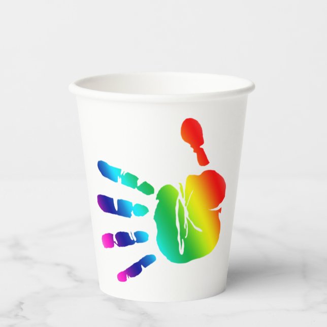 Rainbow hands paper cups (Front)