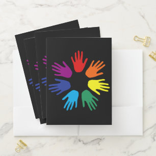 Rainbow hands pocket folder