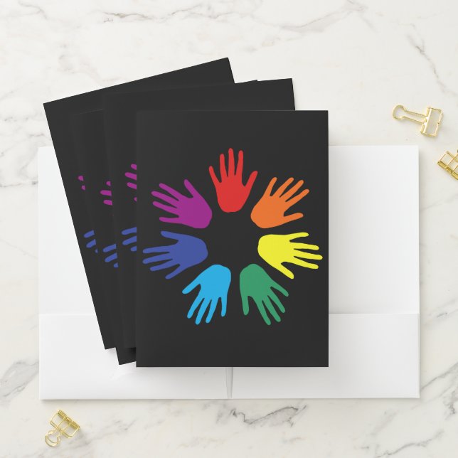 Rainbow hands pocket folder (In Situ)