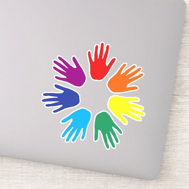 Rainbow hands sticker (Detail)