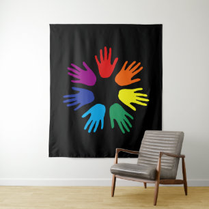 Rainbow hands tapestry
