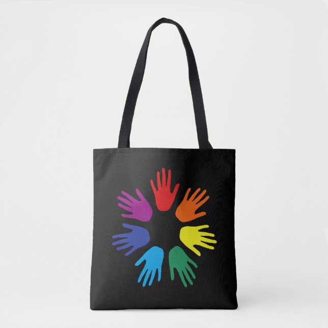 Rainbow hands tote bag (Front)