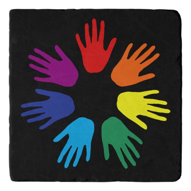 Rainbow hands trivet (Front)