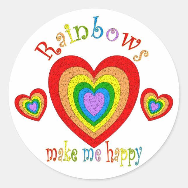 Rainbow Happiness Classic Round Sticker (Front)
