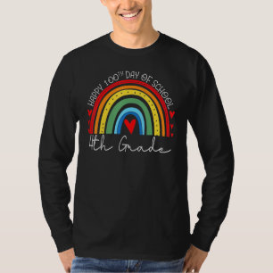 Rainbow Happy 100th Day Of School 4th Fourth Grade T-Shirt