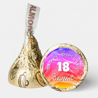 Rainbow Happy 18th Birthday & Personalized Name Hershey®'s Kisses®