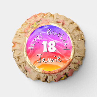 Rainbow Happy 18th Birthday & Personalized Name Reese's Peanut Butter Cups