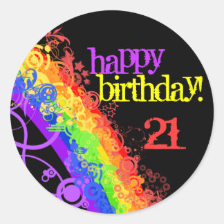 Rainbow happy 21st birthday sticker