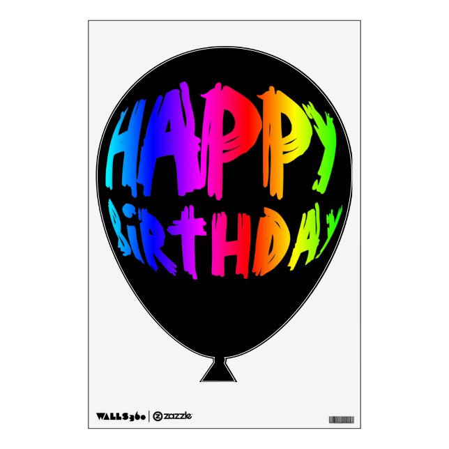 Rainbow Happy Birthday Balloon 2 Wall Decal (Front)