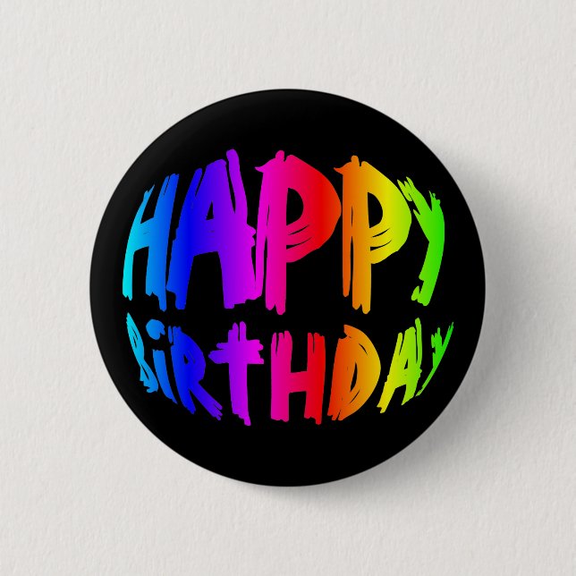 Rainbow Happy Birthday Button (Front)