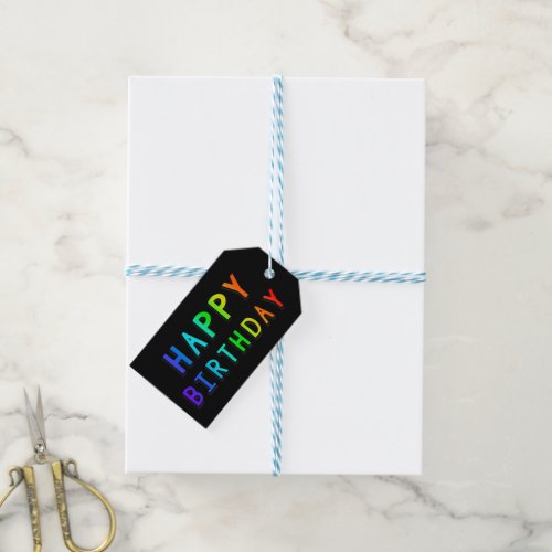 Rainbow Happy Birthday Multicolored Ballooons Gift Tags