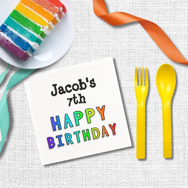 Rainbow Happy Birthday Personalized Napkins (Creator Uploaded)