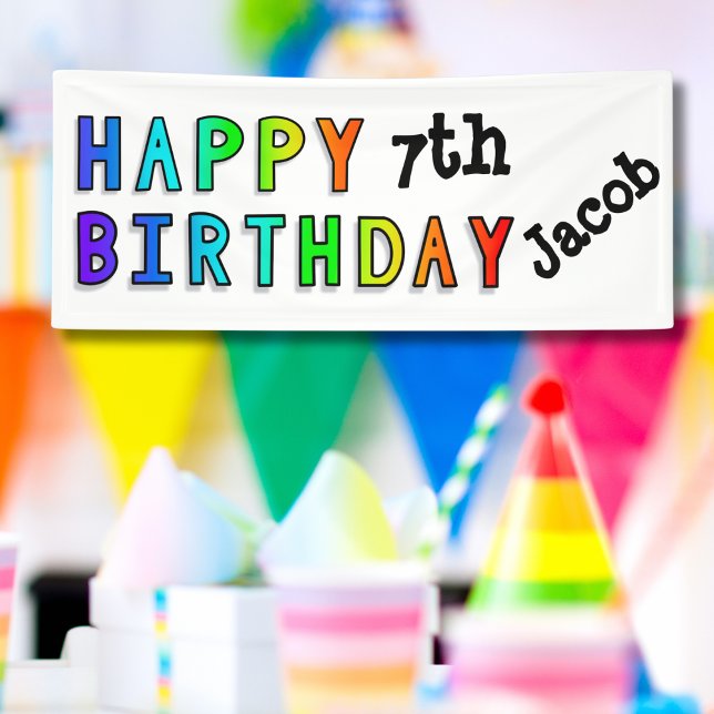 Rainbow Happy Birthday Personalized Party Banner (Creator Uploaded)