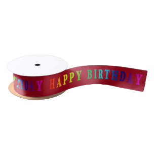 Rainbow Happy birthday Satin Ribbon