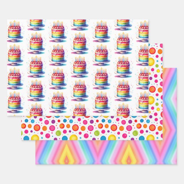 Rainbow Happy Birthday Wrapping Paper Sheets (Set)