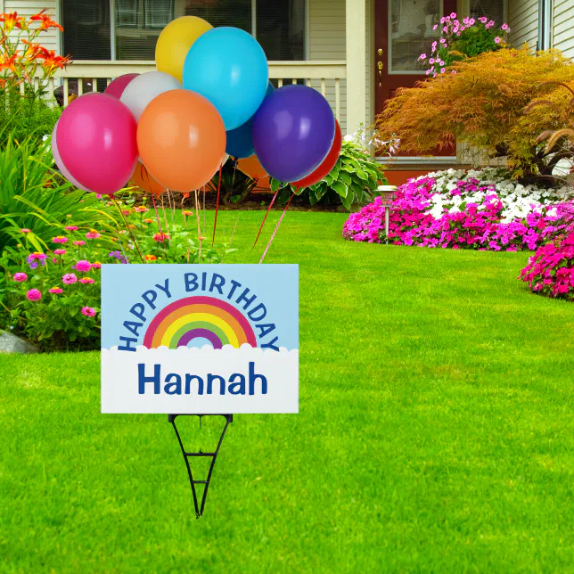 Rainbow Happy Birthday Yard Sign | Zazzle